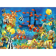 1000 Piece Coral Reef Jigsaw Puzzle for Adults, Colorful Ocean Art with Sorting Tray and Blueboard