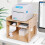 2 Tier MDF Desktop Printer Stand with Storage and Cable Management for Home Office 5