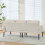 (Beige) Modern Upholstered 3-Seater Sofa with Side Pockets & Armrests 12
