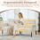 (Beige) Modern Upholstered 3-Seater Sofa with Side Pockets & Armrests 5