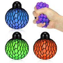 Stress Relief Squeeze Ball Set, Soft Rubber Grape Shaped Fidget Balls for Anxiety Relaxation, 3 Colors