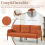 (Orange) Modern Upholstered 3-Seater Sofa with Side Pockets & Armrests 5