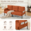 (Orange) Modern Upholstered 3-Seater Sofa with Side Pockets & Armrests 3
