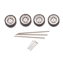 4Pcs 1:64 Diecast Car Wheels Set, Precision CNC Machined Alloy Rims with Realistic Rubber Tires