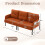 (Orange) Modern Upholstered 3-Seater Sofa with Side Pockets & Armrests 15