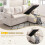 (Beige) L-Shaped Upholstered Pull Out Bed Sofa with Storage & Pillows 6