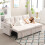 (Beige) L-Shaped Upholstered Pull Out Bed Sofa with Storage & Pillows 9