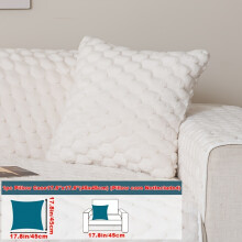 (White, Pillow Case 17.8*17.8in (45*45cm)) 1pc Solid Color Plush Sofa Cushion, Minimalist Modern Style, Pet-Friendly