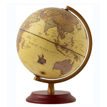 Illuminated World Globe with Wooden Stand, LED Lighted Antique Design, Clear Text Marking 9.8'