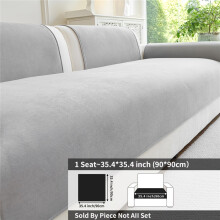 (Light Gray, 4 Seat 35.4*82.7 inch 90*210CM) 1pc Non-Slip Washable Solid Color Chenille Sofa Cushion Cover Backrest Towel, All-Season Universal Home