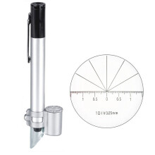 50X Portable Microscope with Dual LED Light and Measurement Scale Mini Pocket Loupe Pen with Slides
