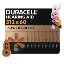 Duracell Size 312 PR41 Hearing Aid Batteries Pack of 60