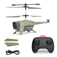 RC Helicopter with Gyro for Beginners, Smart Obstacle Avoidance, LED Night Navigation, Green