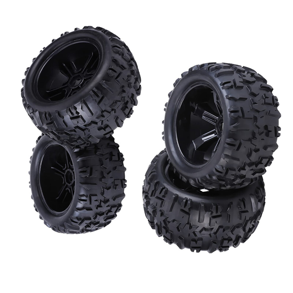 4Pcs 1/8 Rc Truck Tires And Car Wheels, Offroad Rubber Rims For Enhanced Traction And Durability 9351714751308
