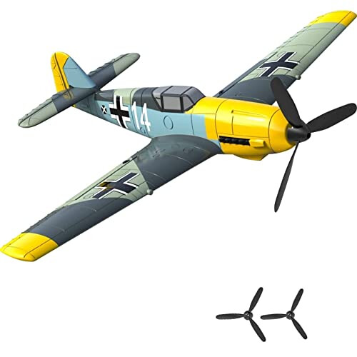 HTLNUZD BF109 RC Airplane 4CH Warbird Glider with Xpilot Stabilization, EPP Foam Plane for Beginners