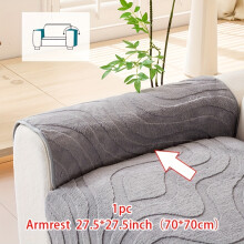 (Deep Gray, Armrest 27.5*27.5in(70*70cm)) 1pc Comfortable Water Ripple Plush Sofa Cushion, Anti Slip Protection Sofa, Bedroom