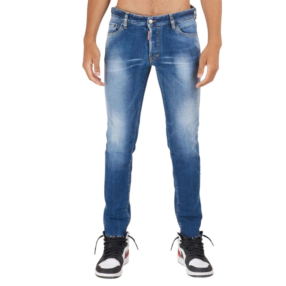 New Dsquared2 Men's (38R, ) Cropped Slim Jeans Blue
