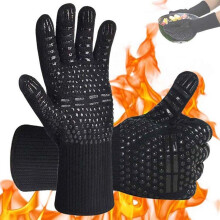 Ekstremt varmebestandige grillhandsker til fødevaregodkendelse med XL-snit
