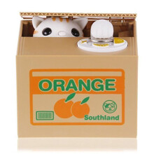Stealing Coin Cat Piggy Bank with Automatic Coin Stealing, Cute White Kitty Animation and English Voice Gift