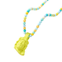 Herren Perlen Halskette Harz Christus-Fluoreszierendes Gelb