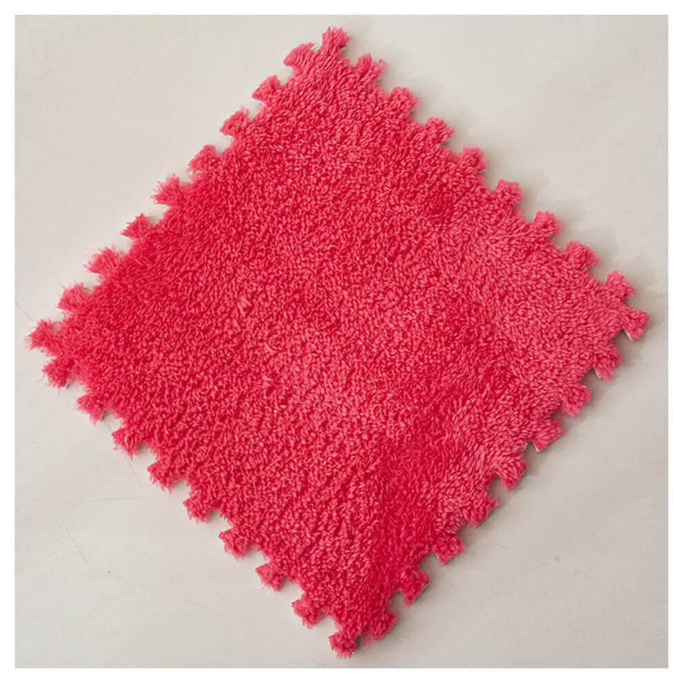 16Pcs Soft Interlocking Foam Floor Mats 12X12 Inch, Eva Puzzle Play Tiles For Kids Room Or Nursery, Rose Red