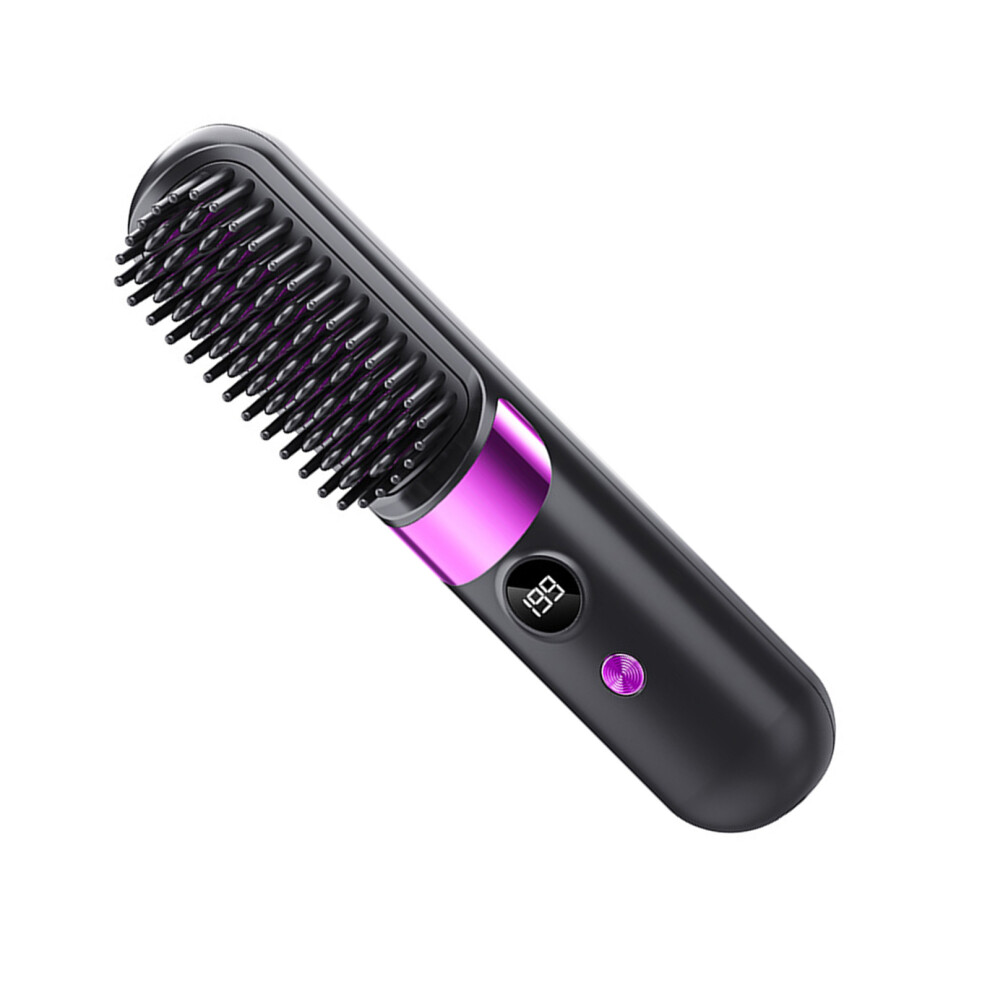 Black Cordless Hair Straightening Comb With Quick 30Second Heat