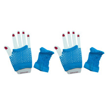 2 Pairs Breathable Nylon Fishnet Fingerless Gloves-Sky Blue os