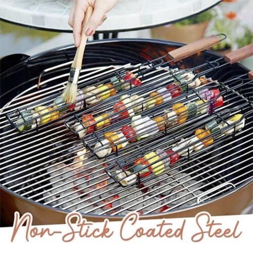Cevemin Grillkurv - 1 stk. Rustfrit Stål Kebab BBQ Grillboks til