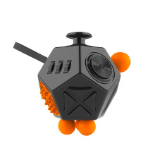 12 Sided Fidget Cube Stress Relief Toy for Anxiety Focus with Crystal Matte Finish Black Durable