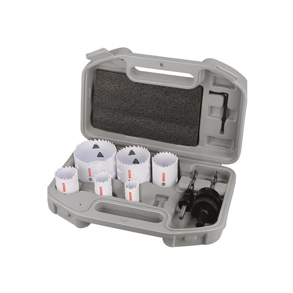 Bosch Multi Material Hole Saw Set 9-Piece - 6 Sizes 20-64Mm With 2 Arbors And Case.