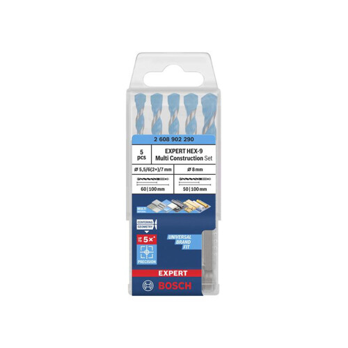 Bosch Bosch Expert HEX-9 Multi Construction Drill Bit Set - 5 Piece