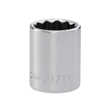 Facom J.17T 3/8in Drive 12-Point Standard Socket 17mm - Chrome Vanadium, Satin Finish