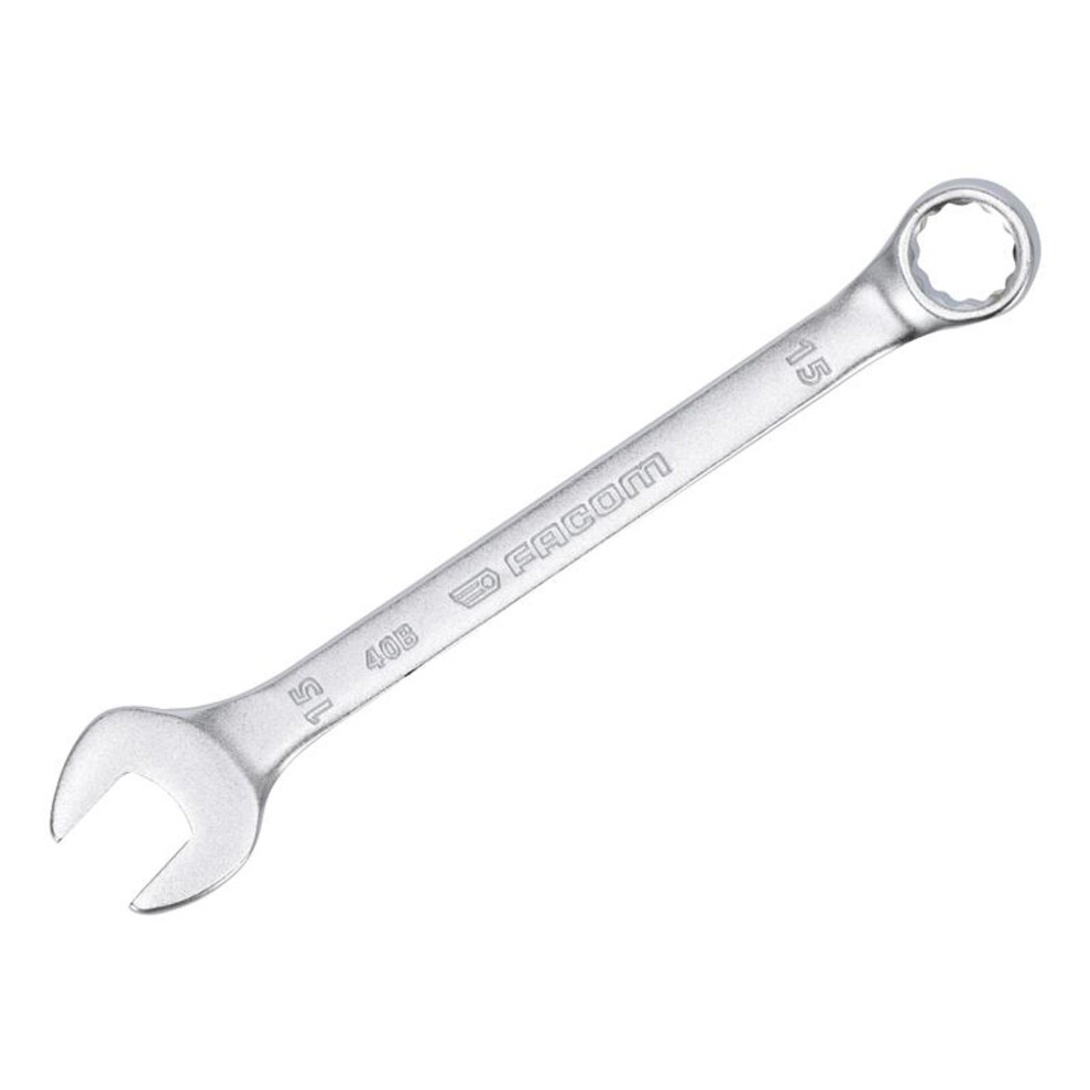 Facom 40B.15 15Mm Slim Metric Combination Spanner - 12-Point Ogv, 15 Offset