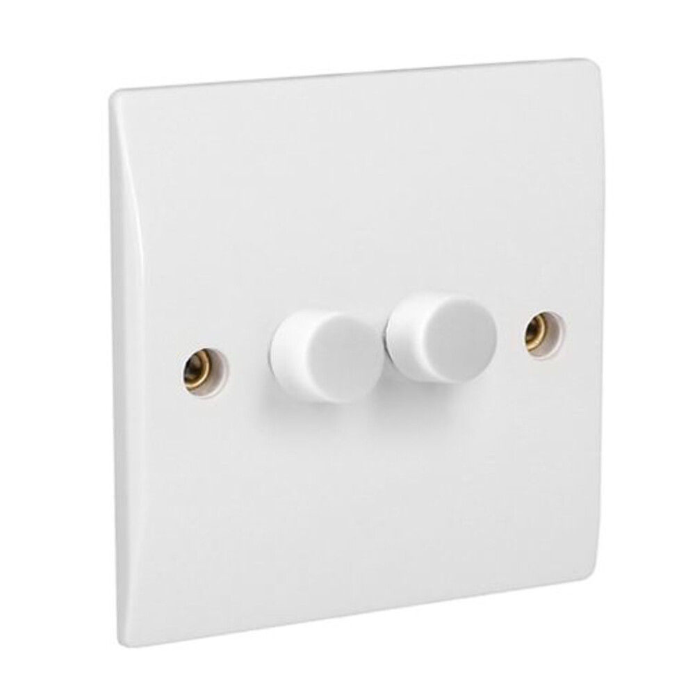 Primaflow Light Switch White Dimmer 2 Gang 250W - Dp250/22W 5027825300417