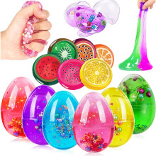 12 Pack Easter Eggs Slime Set Non Sticky Fluffy Texture Unicorn Galaxy and Fruit Slime Toys for Kids Party Favors