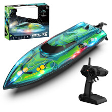 RC Racing Boat 30km/h Speed Remote Control Speedboat with LED Lights Waterproof for Adults and Kids