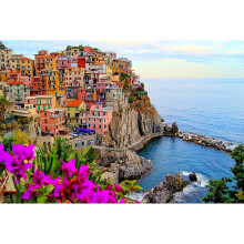 Wooden Jigsaw Puzzle 1000 Pieces for Adults, Italian Cinque Terre Scenic Artwork, Durable Large Family Game Gift