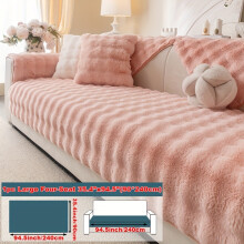 (pink color, Large Four-seater Sofa Cover 35.4*94.5in(90*240cm)) Sweet and Warm Plush Sofa Cushion - Comfortable and Breathable - Anti Slip