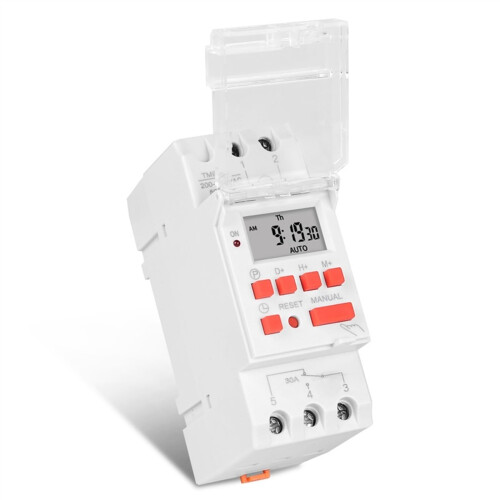 30A Digital Timer Switch 220V DIN Rail Mount, 7Day Programmable Relay with Auto ON OFF Control 1
