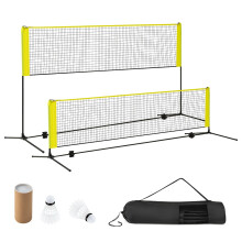 Nastavitelná sada badmintonové sítě se stojanem, míčky a taškou