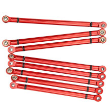 Link Rod Set 313mm Wheelbase Aluminum Alloy 4‑Link Suspension Upgrade for SCX10 1/10 RC Crawler Red