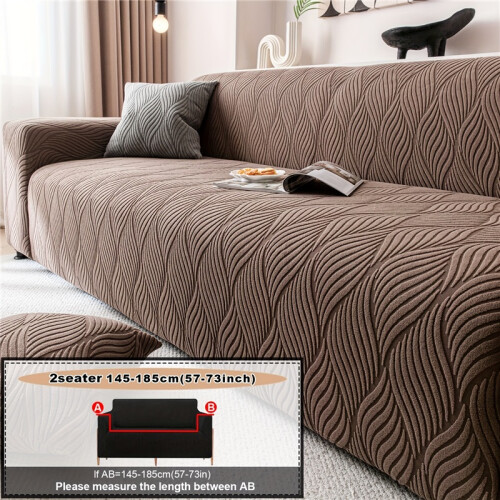(Coffee, 3 Seater (190-230cm)) Rippled Sofa Cover