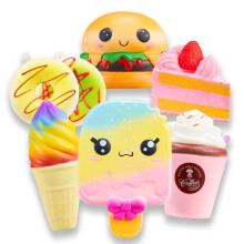 Jumbo Slow Rising Squishy Toys 7 Pack Kawaii Food Set for Kids Stress Relief and Gift Play