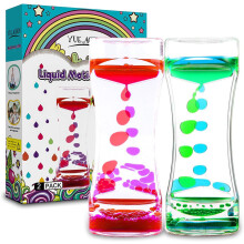 Liquid Motion Bubbler Sensory Fidget Toy Set Green and Red for Stress Relief and Calming Desk Decor