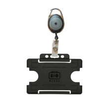 Black Retractable Badge Reel with Secure ID Card Holder, Easy Clip Attachment for Office Use