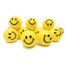 Smiley Face Stress Balls Bulk 24 Pack, Neon Yellow 2Inch Soft Squeezable Toys for Kids and Adults