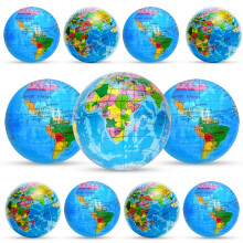 12 Pack Globe Stress Balls for Adults and Kids, Fidget Toys for Anxiety Relief and Hand Grip Exercise