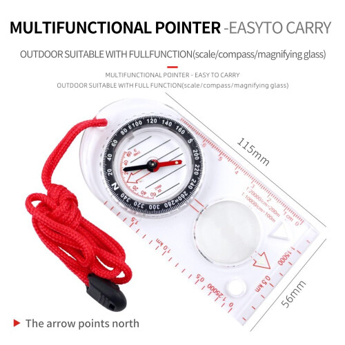DOETYD Navigation Compass Map Ruler Magnifier with Adjustable Lanyard 1
