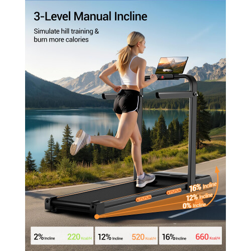 Folding Treadmill with 16% Incline, 3 in 1 Foldable Treadmill, Under 1