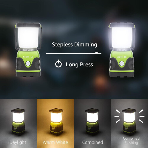 LE Camping Lantern 1000 Lumen Camping Lights Battery Powered Dimmable Warm 2